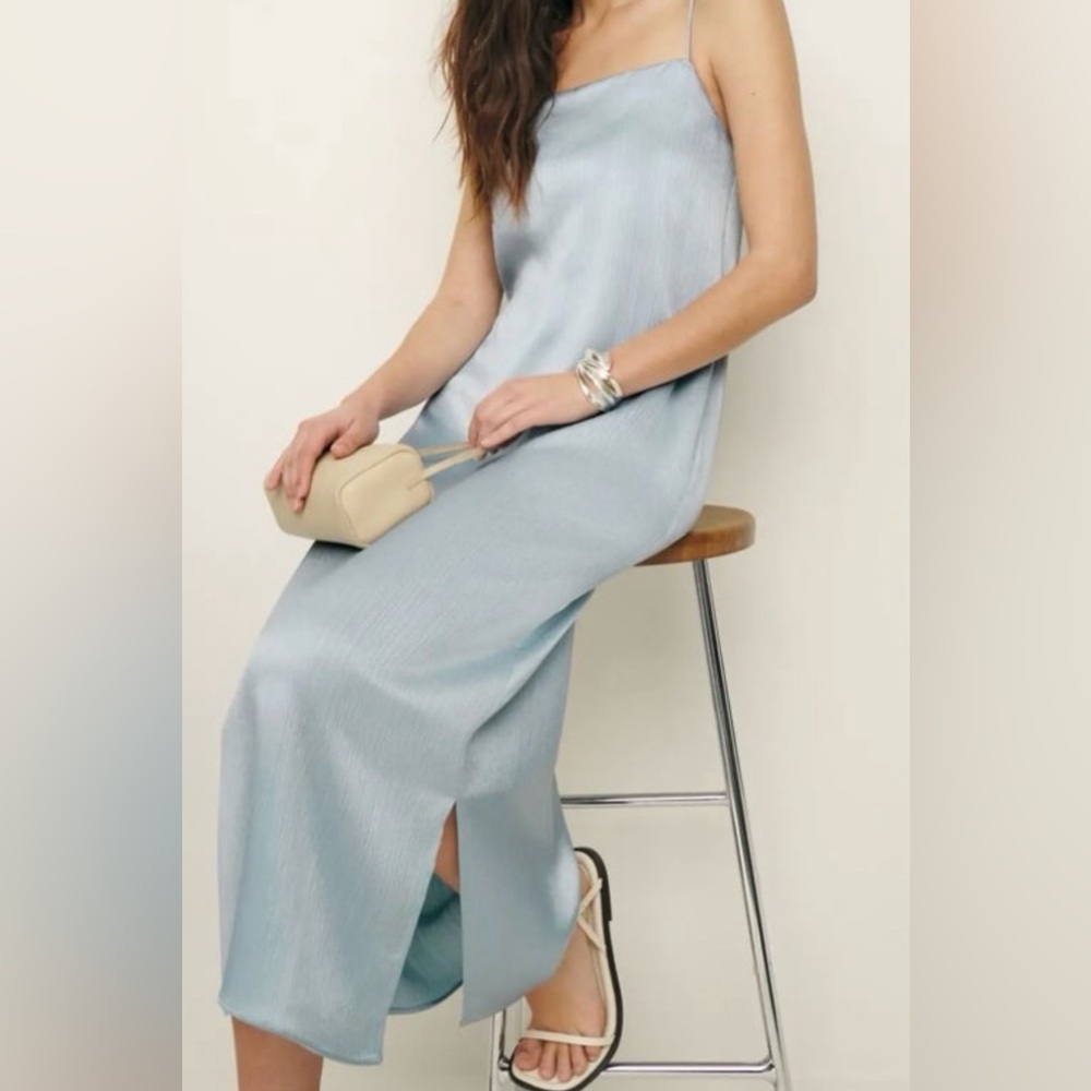 Reformation Yoshi Silk Dress Mineral, size M, NWT